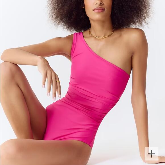 NEW J.Crew Sleek ruched one-shoulder one-piece swimsuit Size 20 - Picture 1 of 12